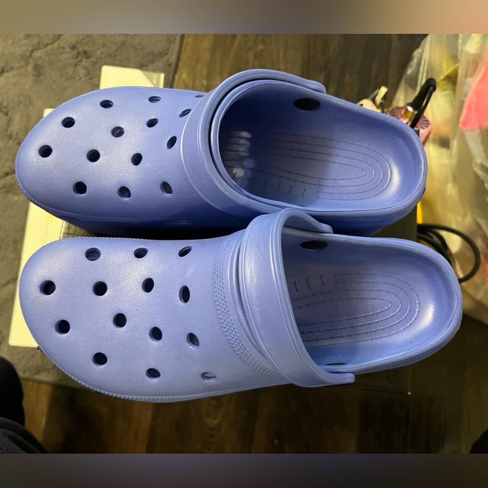 Cape Robbin Blue Gardener platform Mules